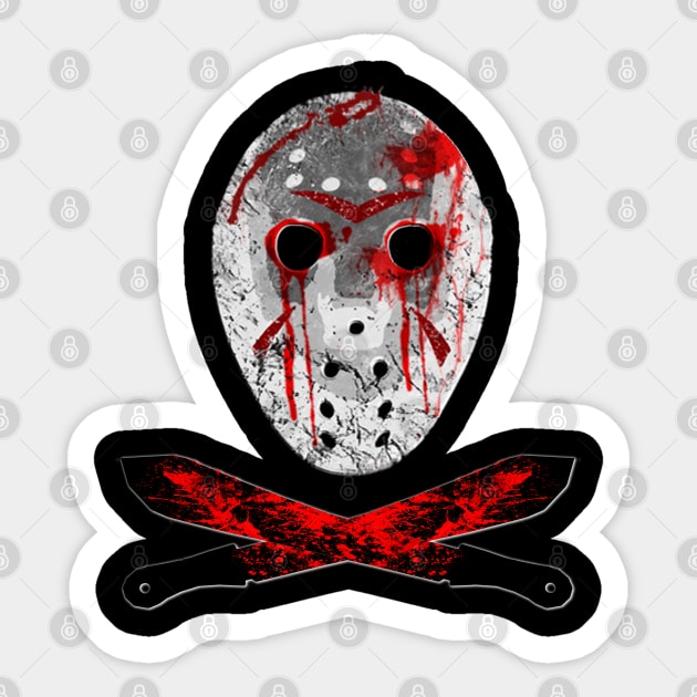 Bloody Mask and Machete Sticker by Scar